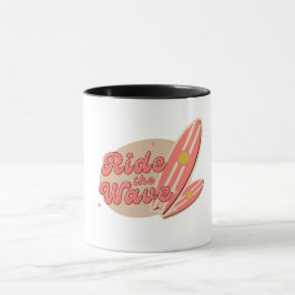 Bruine Roze Vintage Ride the Wave Mok