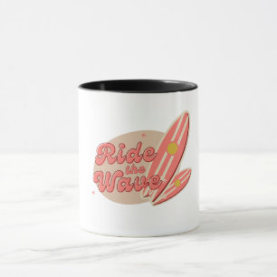 Bruine Roze Vintage Ride the Wave Mok