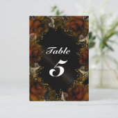 Bruine Rozen Bloemen Herfst Bruiloft Tafel Nummer  Kaart (Staand voorkant)