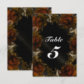 Bruine Rozen Bloemen Herfst Bruiloft Tafel Nummer  Kaart (Voorkant / Achterkant)