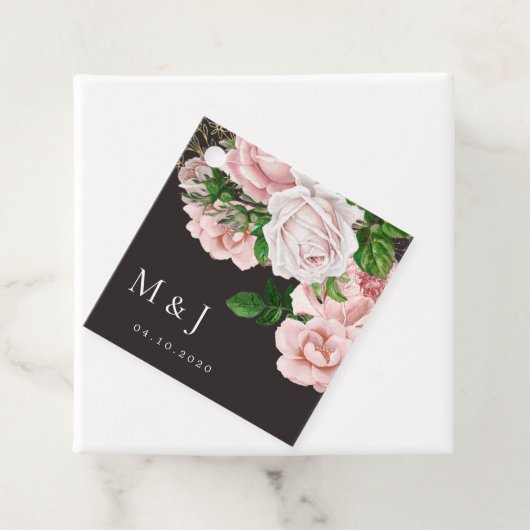  bruine rozen elegante bruiloft bedankjes labels (In situ)