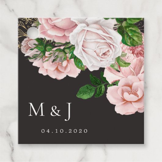 bruine rozen elegante bruiloft bedankjes labels (Voorkant)