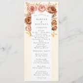 Bruine rozen gootsteenroze goudbruiloft programmakaart (Voorkant)