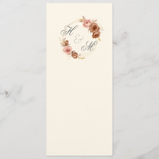 Bruine rozen gootsteenroze goudbruiloft programmakaart (Achterkant)