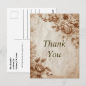 Bruine rozen op gestructureerd papier bedankkaart briefkaart (Voorkant / Achterkant)