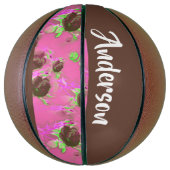 Bruine rozen op roze basketbal (Verticaal)