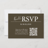 Bruine RSVP QR-codekaart voor moderne bruiloft Kaartje (Voorkant)