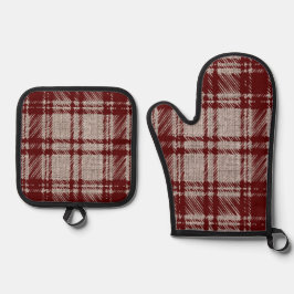 Bruine ruit  ovenwant & pannenlap set