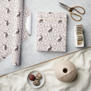 Bruine ruit Pasen Cadeaupapier