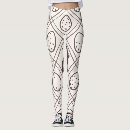 Bruine ruit Pasen Leggings (Voorkant)