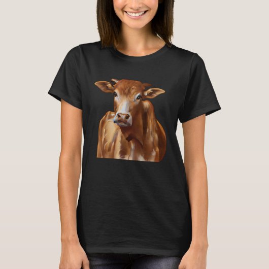 Bruine Rund Koe T-shirt (Voorkant)