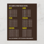 Bruine runderen, boer en slager Adverteren flyer (Achterkant)