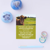 Bruine runderen, boer en slager Adverteren flyer (Enkel)