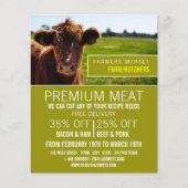 Bruine runderen, boer en slager Adverteren flyer (Voorkant)