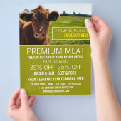 Bruine runderen, boer en slager Adverteren flyer (Hand)