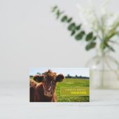 Bruine runderen, boer en slager visitekaartje (Staand voorkant)