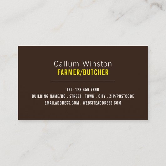 Bruine runderen, boer en slager visitekaartje (Achterkant)