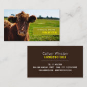 Bruine runderen, boer en slager visitekaartje (Voorkant / Achterkant)