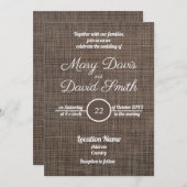 Bruine rustieke achtergrond bruiloft uitnodiging (Voorkant / Achterkant)