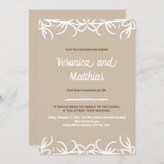 Bruine Rustieke Bloemen Huwelijksaankondiging Kaart