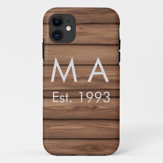 Bruine rustieke boho voeg naam letter jaar datum t Case-Mate iPhone case (Achterkant)