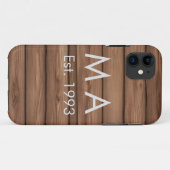 Bruine rustieke boho voeg naam letter jaar datum t Case-Mate iPhone case (Achterkant (horizontaal))