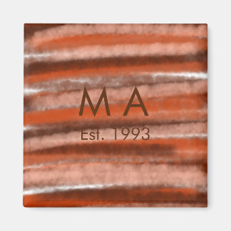 Bruine rustieke boho voeg naam letter jaar datum t magneet