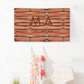 Bruine rustieke boho voeg naam letter jaar datum t spandoek (Insitu)