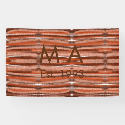 Bruine rustieke boho voeg naam letter jaar datum t spandoek (Horizontaal)