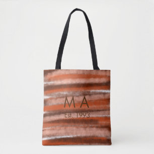 Bruine rustieke boho voeg naam letter jaar datum t tote bag
