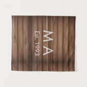 Bruine rustieke boho voeg naam letter jaar datum t wandkleed (Voorkant (horizontaal))