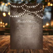 Bruine Rustieke Boom Slingerlichten Bruidsfeest Kaart