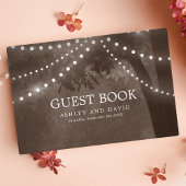 Bruine rustieke boom string licht Woodland bruilof Gastenboek
