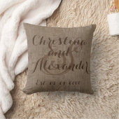 Bruine rustieke burlap-look bruiloft monogrammed n kussen (Deken)