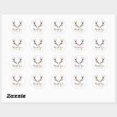 Bruine Rustieke Hertengeweien Bosrijke Trouwgunst Ronde Sticker (Vel)