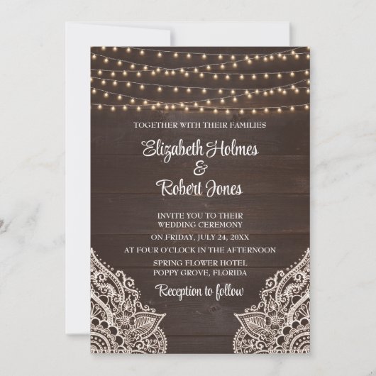 Bruine rustieke houten bruiloft uitnodiging (Voorkant)