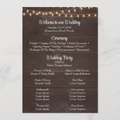 Bruine Rustieke Houten Slinger Licht Trouwprogramm Programmakaart (Achterkant)