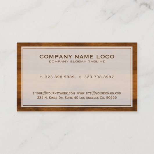 Bruine rustieke houten textuur visitekaartje (Achterkant)