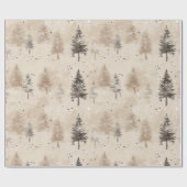 Bruine rustieke Kerstmis Winter Pijnboom Cadeaupapier (Vlak)