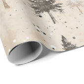 Bruine rustieke Kerstmis Winter Pijnboom Cadeaupapier (Rol Hoek)