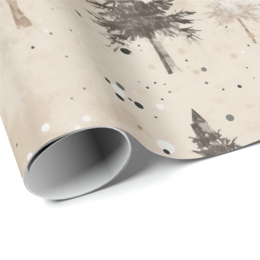 Bruine rustieke Kerstmis Winter Pijnboom Cadeaupapier (Rol Hoek)