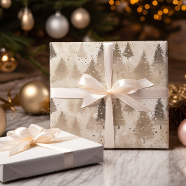 Bruine rustieke Kerstmis Winter Pijnboom Cadeaupapier