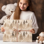 Bruine rustieke Kerstmis Winter Pijnboom Cadeaupapier