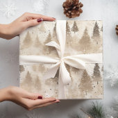 Bruine rustieke Kerstmis Winter Pijnboom Cadeaupapier