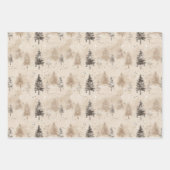Bruine rustieke Kerstmis Winter Pijnboom Inpakpapier Vel (Voorkant 3)