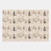 Bruine rustieke Kerstmis Winter Pijnboom Inpakpapier Vel (Voorkant 2)