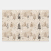 Bruine rustieke Kerstmis Winter Pijnboom Inpakpapier Vel (Voorkant)