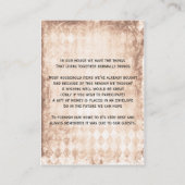 Bruine rustieke metselaarpot wenskaarten informatiekaartje (Achterkant)