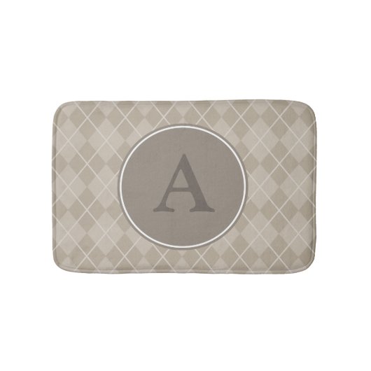Bruine Rustieke Monogram Badmat Vloerkleed (Voorkant)