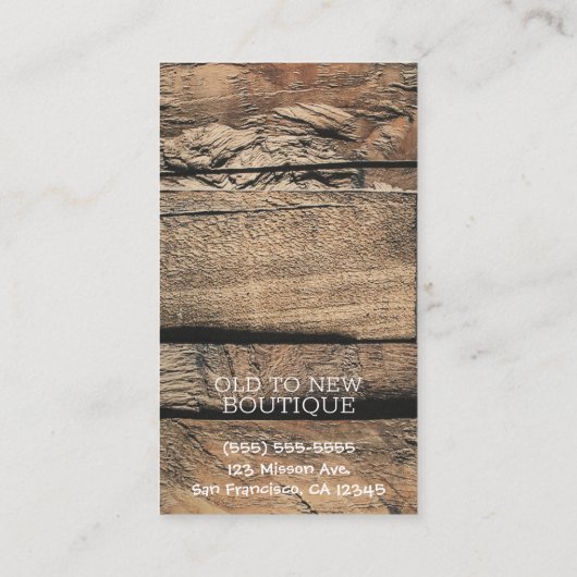 Bruine rustieke oude houten plank textuur visitekaartje (Achterkant)